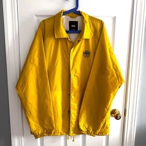 Vans Off The Wall Windbreaker Jacket Sz XXL Yellow Snap Fleece Skater Coat